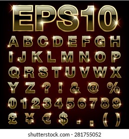 Conjunto de vectores de letras y números metálicos