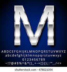 Vector set of Metallic Letters Numbers and Symbols 