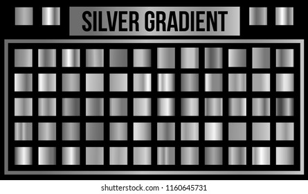Vector set of metallic and silver shiny gradients. Vector Illustration. eps 10