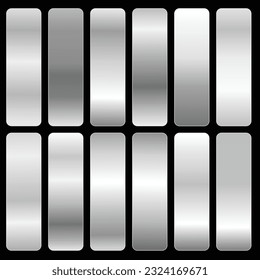 vector set of metallic steel or big set of silver gradients.