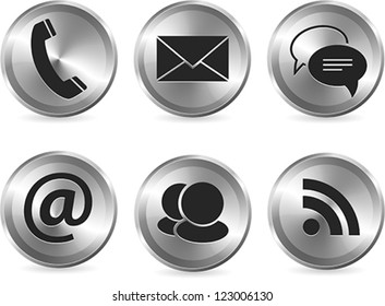 Vector set of metallic stylish modern communication web design elements, app icons