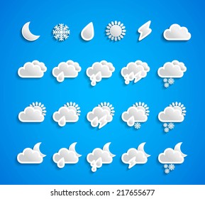vector set of meteorological weather icons with shadows. eps 10