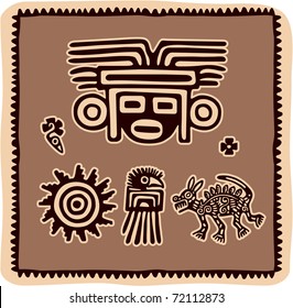 Vector Set of Mexican Design Elements (aztec, american indian)