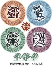 Vector Set Of Mexican Design Elements (aztec, Icons, American Indian)