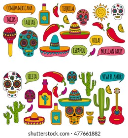 Vector Set Mexican Icons Hello How Stock Vector (Royalty Free ...