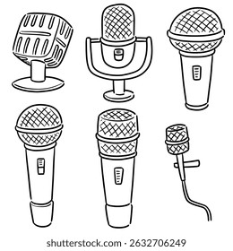 vector set of microphone cartoon