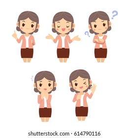 Vector Set of Middle age Housewife in different Actions isolated on White Background.