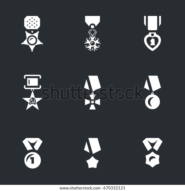 Vector Set of Military Award\
Icons.