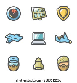 Vector Set Of Military Intelligence Icons.