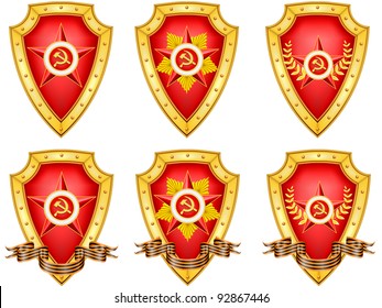 vector set of military shields, related to 23 February