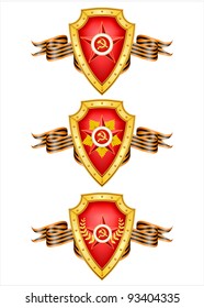 vector set of military shields, related to 23 February