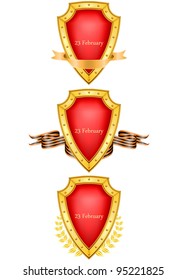 vector set of military shields, related to 23 February