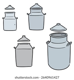 vector set of milk can