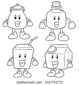 vector set of milk product cartoon