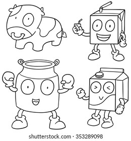 vector set of milk product cartoon
