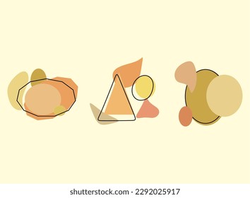 Vector set of minimal backgrounds with organic abstract shapes and sample text in pastel colors