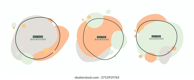 Conjunto vetorial de emblemas orgânicos Blob mínimos isolados no fundo branco. Etiqueta de etiqueta irregular para promoção, venda e desconto. Texto simples.