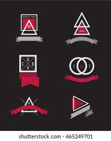 Vector set of Minimal Geometric Modern Insignias and Logotypes. Business Signs, Logos, Labels, Badges, Frames, Borders and Other Design Elements. Hipster, abstract icons