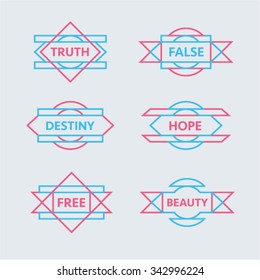 Vector set minimal geometric vintage label badge
