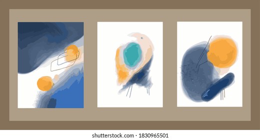 Vector, set of minimalist abstract illustrations for decorating, designing the cover of a postcard or brochure. Vector EPS8.