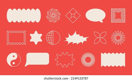 Vector set of minimalist brutalist design elements, futuristic shapes and geometric figures with copy space for text - abstract background elements for branding, packaging, prints and social media pos - Shutterstock ID 2149133787