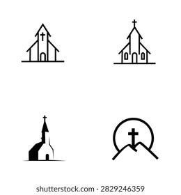 A vector set of minimalist church and cross icons, perfect for religious design, branding, and Christian spirituality themes.