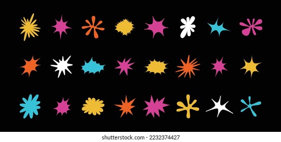 Vector set of minimalist design elements, futuristic shapes and geometric figures and stars - abstract background elements for branding, packaging, prints and social media posts