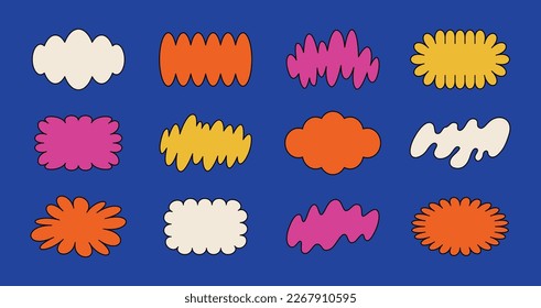 Vector set of minimalist design elements, futuristic shapes and geometric figures and stars - abstract background elements for branding, packaging, prints and social media posts