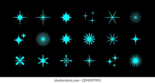 Vector set of minimalist design elements, futuristic shapes and geometric figures and stars - abstract background elements for branding, packaging, prints and social media posts