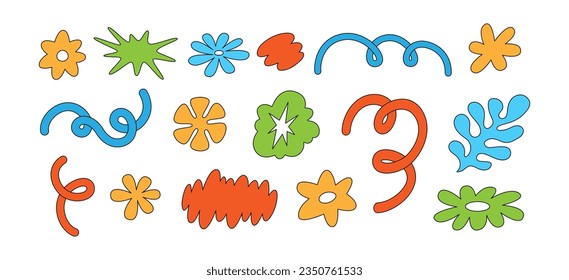 Vector set of minimalist design elements, flowers - abstract background elements for branding, packaging, prints and social media posts