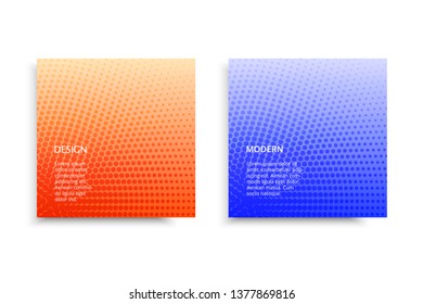Vector set minimalist half tone covers design. Vector colorful half tone brochures. Modern grainy textured design background.