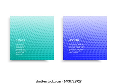 Vector set minimalist halftone covers design. Vector colorful halftone brochures. Modern grainy textured design background.