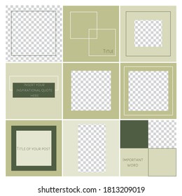 Conjunto de vectores de plantillas minimalistas de medios sociales. Resumen de fondo cuadrado editable