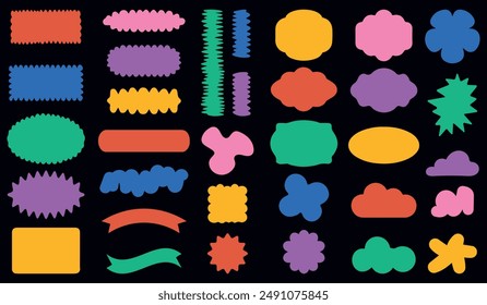 A vector set of minimalistic design elements, futuristic shapes, geometric shapes and stars - abstract background elements for branding, packaging, prints and social media posts.