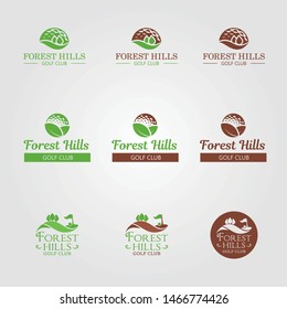 Vector set of  minimalistic golf club eco logo design