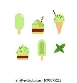 Vector set of mint ice creams.