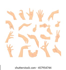Vector set of Mix beautiful Woman's hand action isolated on white background