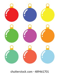 Vector set of mix color decorative Christmas balls 