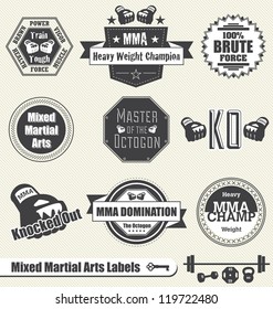 Vector Set: Mixed Martial Arts Labels and Icons