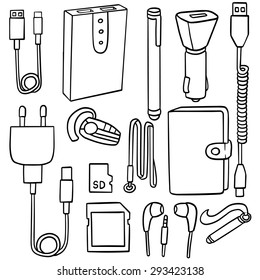 conjunto vectorial de accesorios de dispositivos móviles