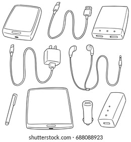 Vector Set Of Mobile Device Accessories