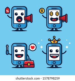 vector set of mobile mascot designs