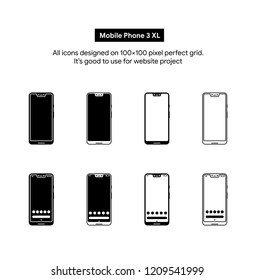 Vector set Mobile Phone 3 XL. All icons designed on 100x100 pixel perfect grid. It's good to use for website project