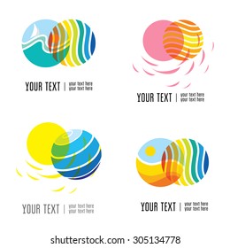Vector set of modern abstract forms logos -  colorful design