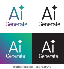 O conjunto vetorial da IA moderna gera logotipos em quatro variações de cores, simbolizando criação digital, inovação e temas de inteligência artificial para uso de marca, interface e tecnologia.