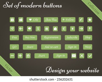 Vector set of modern buttons for design sites, programs and applications. Web elements - buttons for online shopping - Stock Vector.
