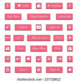 Vector set of modern buttons for design sites, programs and applications. Web elements - buttons for online shopping - Stock Vector.