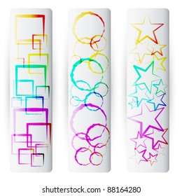 Vector set of modern, colorful grunge style abstract web banners