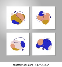 Vector Set of modern creative abstract Posters. Flat geometric shapes of with outline in Minimalist Simple Style - design templates for postcards