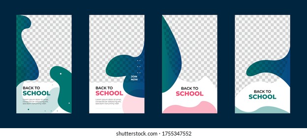 Vector set of modern editable abstract social media template layout. Great for stories social post promotion for back to school slogan presentation web banner in the blue background.